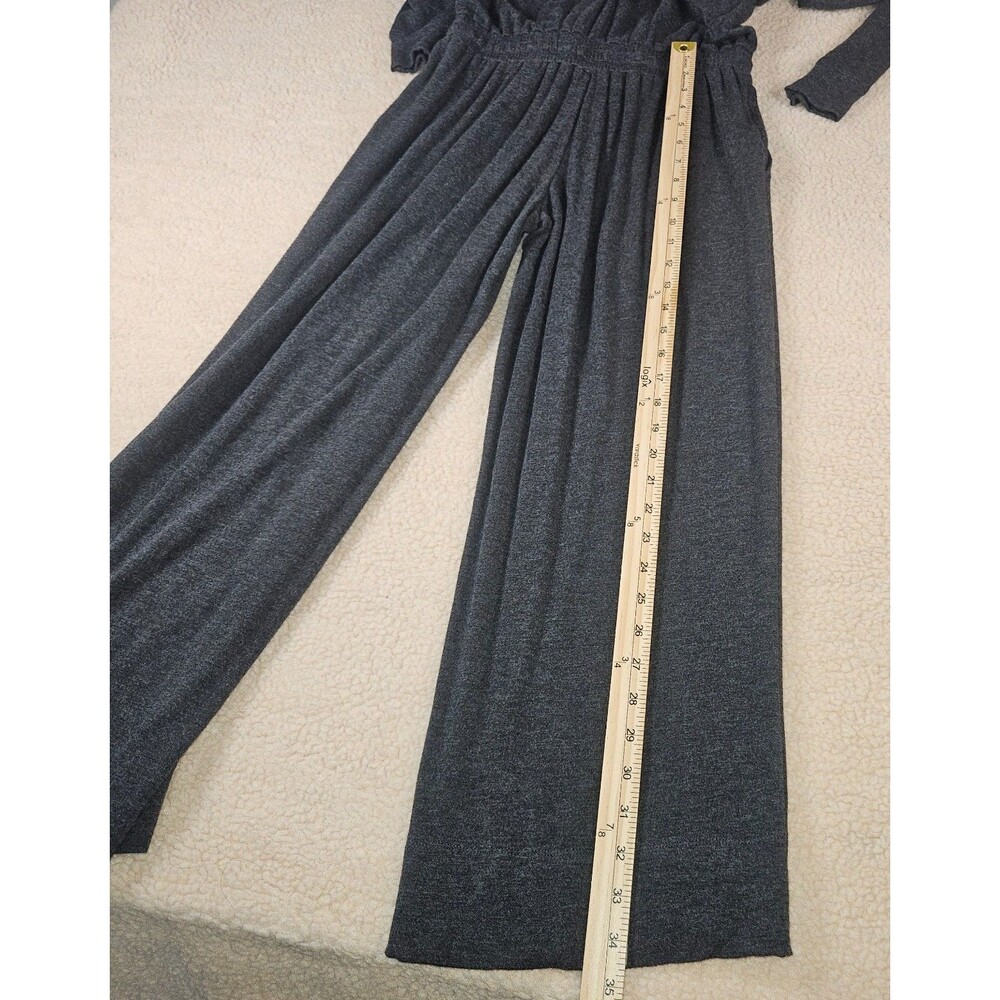 Lou & Grey for Loft Jumpsuit XS Gray Wide Leg Lounge Knit Tie Waist Soft - Picture 12 of 12